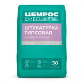 Штукатурка гипсовая универсальная лёгкая серая ЦЕМРОС, 30 кг