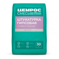 Штукатурка гипсовая универсальная лёгкая серая ЦЕМРОС, 30 кг