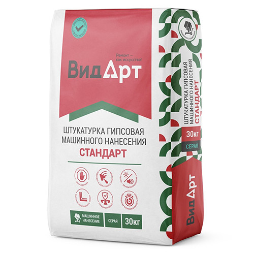 Штукатурка гипсовая серая ВидАрт Стандарт, 30 кг